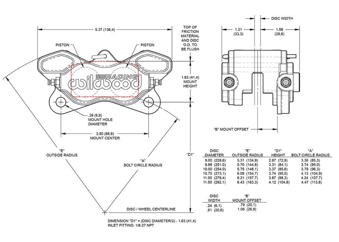 Étrier Wilwood GP320 - 4 pistons