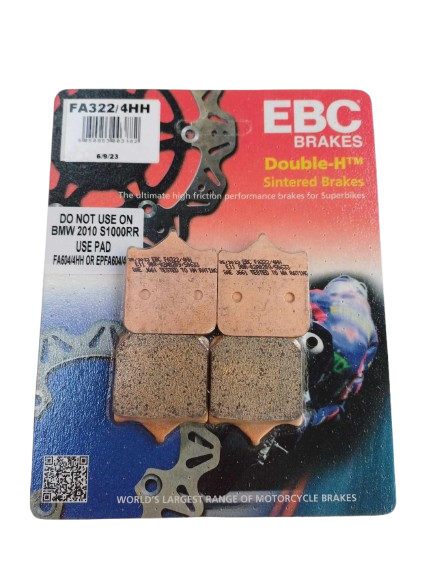 Paire de plaquettes EBC FA322 pour étrier radial Brembo 4 plaquettes